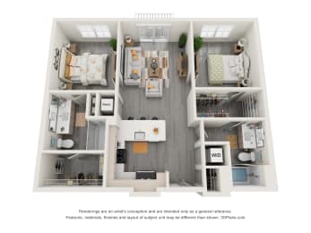 2 bed 2 bath floor plan V at 42 Hundred On The Lake, Wisconsin, 53235