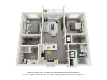 2 bed 2 bath floor plan X at 42 Hundred On The Lake, St Francis, WI