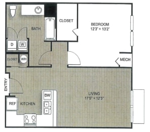 1 bed 1 bath floor plan K at Apex 41, Lombard, IL
