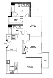 2 bed 2 bath floor plan H at Apex 41, Illinois