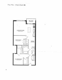 Floor Plan  2 bed 2 bath F at Wells Place Apartments, Chicago, 60607