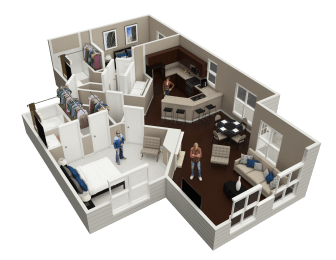 2 bed 2 bath floor plan B at Brookdale Lakes, Naperville, Illinois