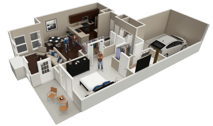 1 bed 1 bath floor plan A at Brookdale Lakes, Illinois, 60563