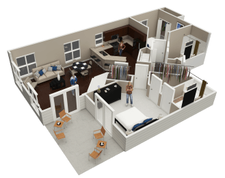 2 bed 2 bath floor plan D at Brookdale Lakes, Illinois