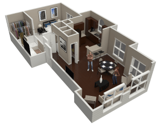 1 bed 1 bath floor plan at Brookdale Lakes, Illinois