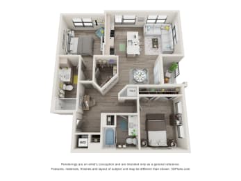 2 bed 2 bath floor plan Z at Elevate Apartments, Madison