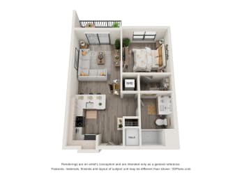 1 bed 1 bath floor plan I at Elevate Apartments, Madison, WI, 53718