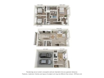 2 bed 2.5TH-B floor plan_Combined at Enclave Crystal Lake, Crystal Lake, IL
