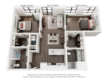 a 1 bedroom floor plan  sierra  2100 sq ft