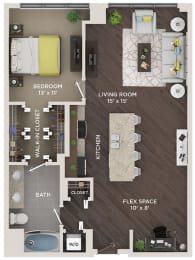 1 bed 1 bath 935 Sq. Ft. floor plan A3 at The Shelby, Chicago, IL