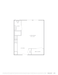 this floor plan is an approximation of a 1 bedroom floor plan