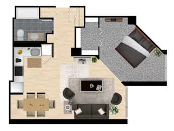 Floor Plan B at The Kent, Chicago