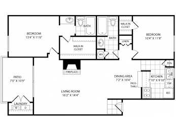 A black and white image of a floor plan for a house.