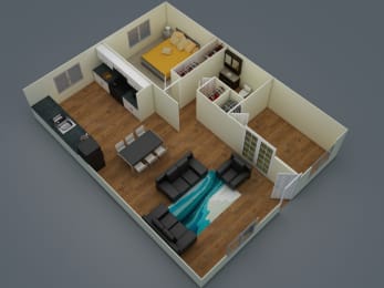 Fifteen 50 Two Bedroom One Bath Floor Plan