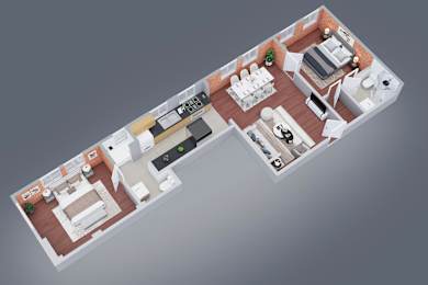 Brookmore 2 bedroom 2 bathroom 3D floor plan