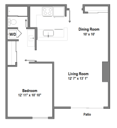 1 Bedroom - 1 Bath Large