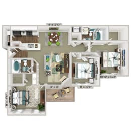 a floor plan of a house with a bedroom and a living room