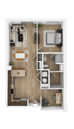a floor plan of a bedroom with a bathroom and a living room