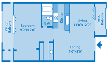 A blueprint of floor plan with bathroom and bedroom.