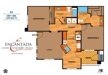 a floor plan of a house with bedrooms and a living room