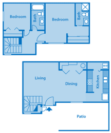 Floor Plan 2B | Two Bedroom Townhome