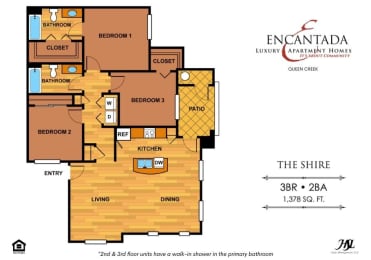 A floor plan of  bedroom house with a garage