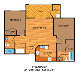 a floor plan of a home with bedrooms and a living room