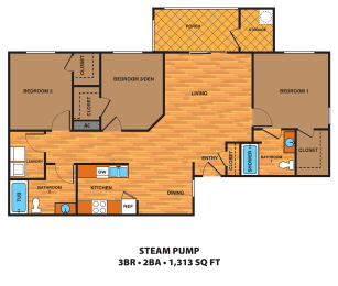the third level floor plan of a house showcasing the bedrooms  bathroom and living room