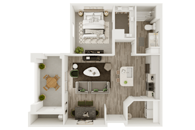 a 1 bedroom floor plan with a bathroom and a living room