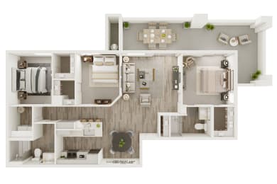 a 2100 sq ft floor plan with a bedroom and a living room