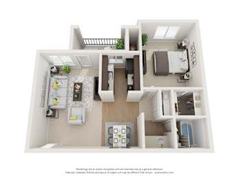 A white floor plan of a house with a kitchen, living room, and bathroom.