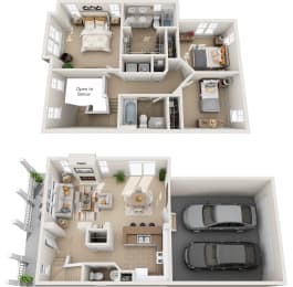 two images of a house with a floor plan and a balcony