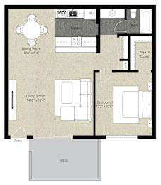 1Bed 1Bath_A at The Woods Apartments, San Jose, 95136
