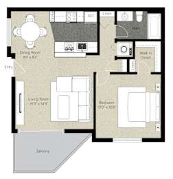 1Bed 1Bath_B at The Woods Apartments, San Jose