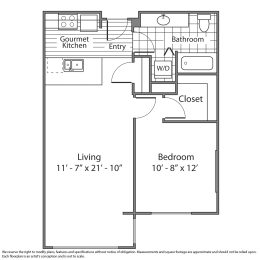 Floor Plan  One Bed One Bath C