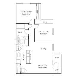 a floor plan of a studio apartment with a bedroom