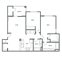  Floor Plan 2 Bed, 2 Bath B/C