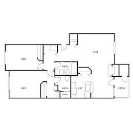  Floor Plan 2 Bed, 2 Bath A