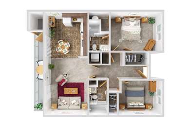  Floor Plan 2 Bed 2 Bath