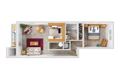  Floor Plan 1 Bed 1 Bath