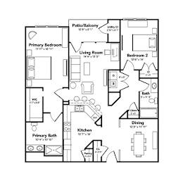 A black and white image of a house floor plan.