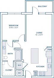 Floor Plan  A blueprint of a house layout with labeled rooms.