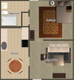  Floor Plan 1 Bedroom 1 Bath