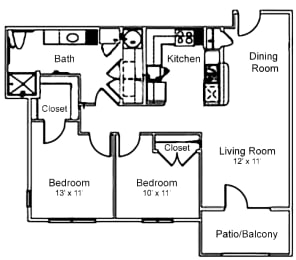 a floor plan of a house with a living room and a dining room