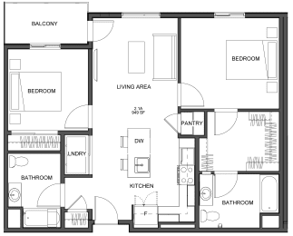 a floor plan of a house with a bedroom and a living room