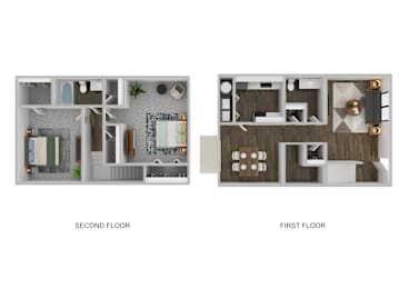 A diagram comparing the layout of a second floor to a first floor.