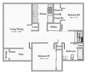  Floor Plan 2 Bedroom