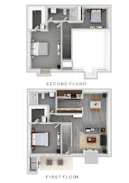 A diagram shows the layout of the first and second floors of a building.
