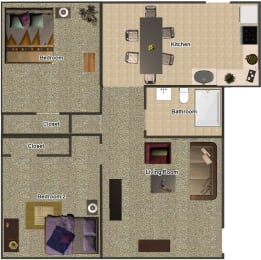  Floor Plan 2 Bedroom 1 Bath