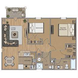 A detailed floor plan of a house showing the layout of the bedrooms, bathrooms, kitchen, and living areas.